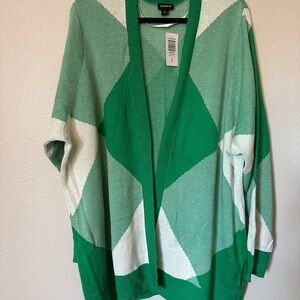 Torrid Green and Cream Women's Cardigan
